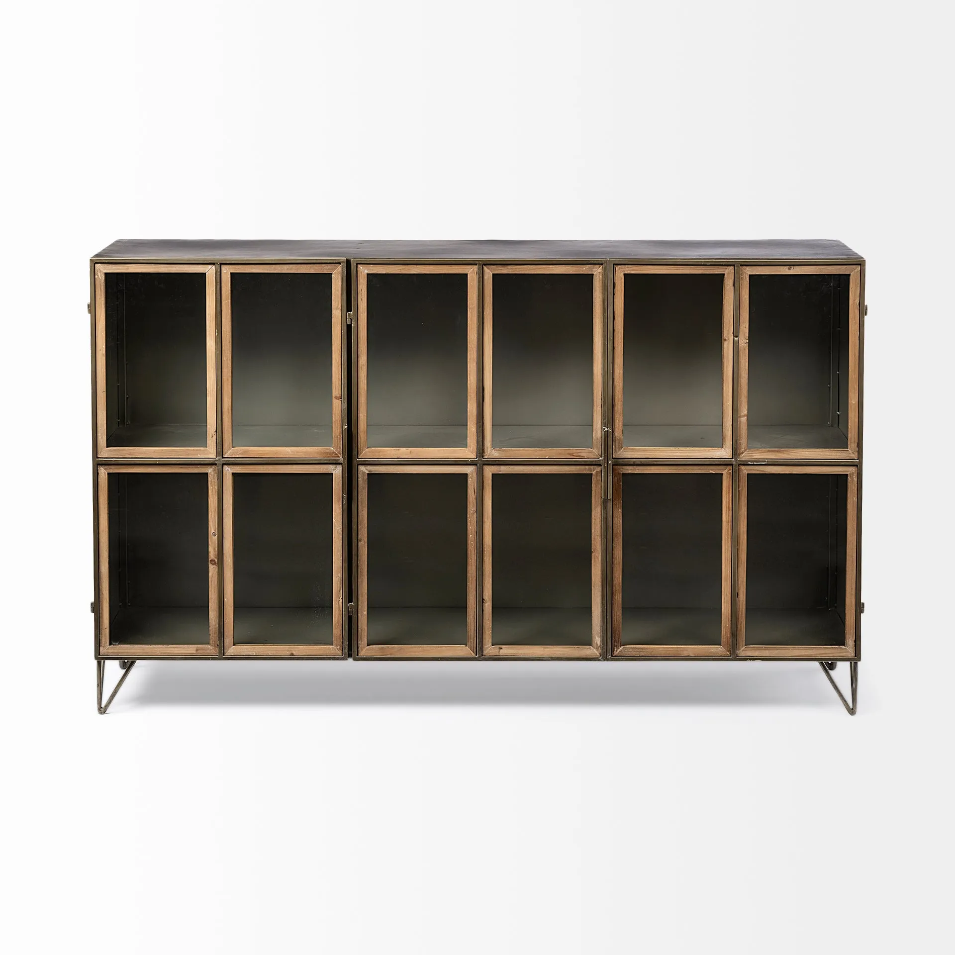 Pandora Horizontal Cabinet Brown Wood | Gray Metal | 66L