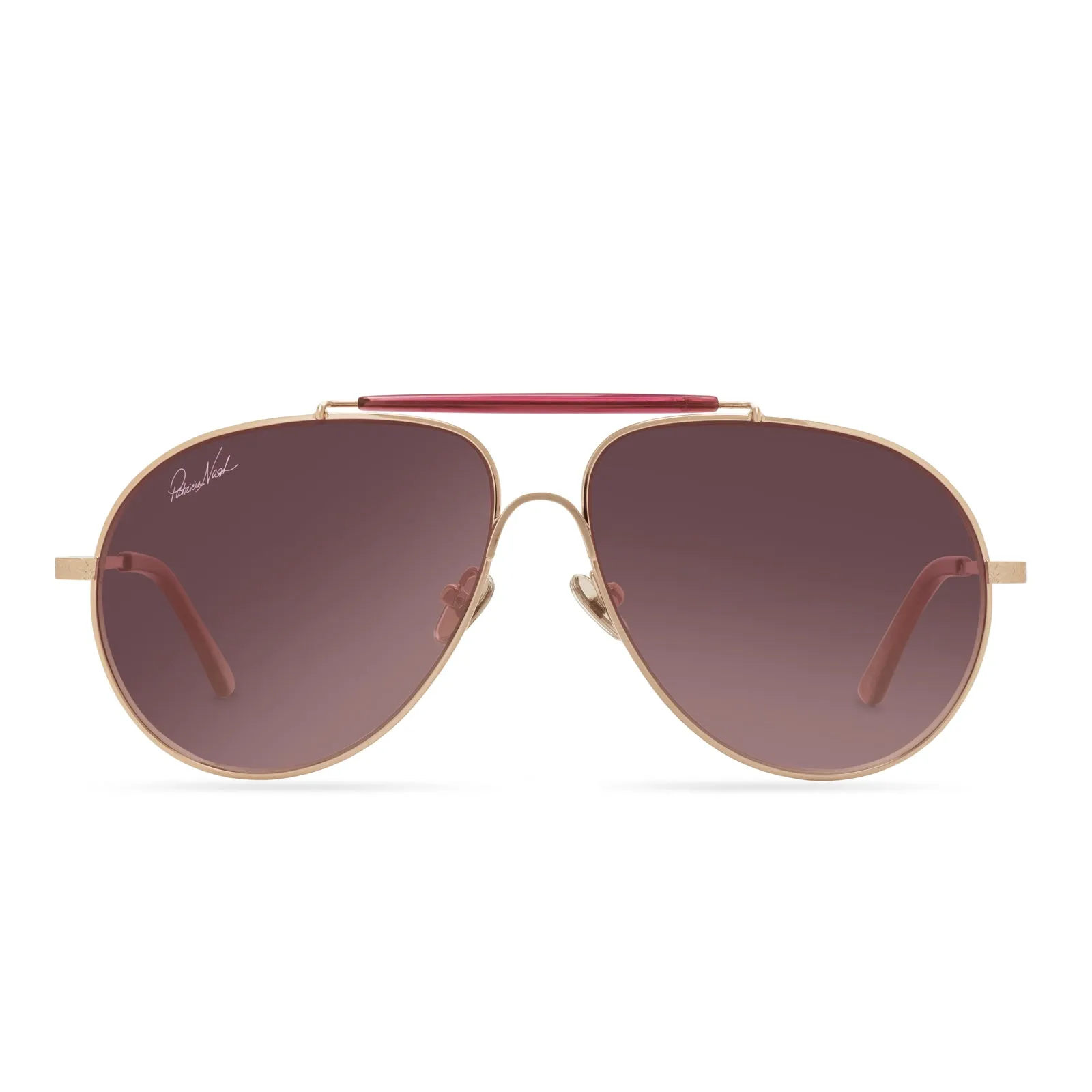 Patricia Nash Womens Gloria Gold and Wine Sunglasses