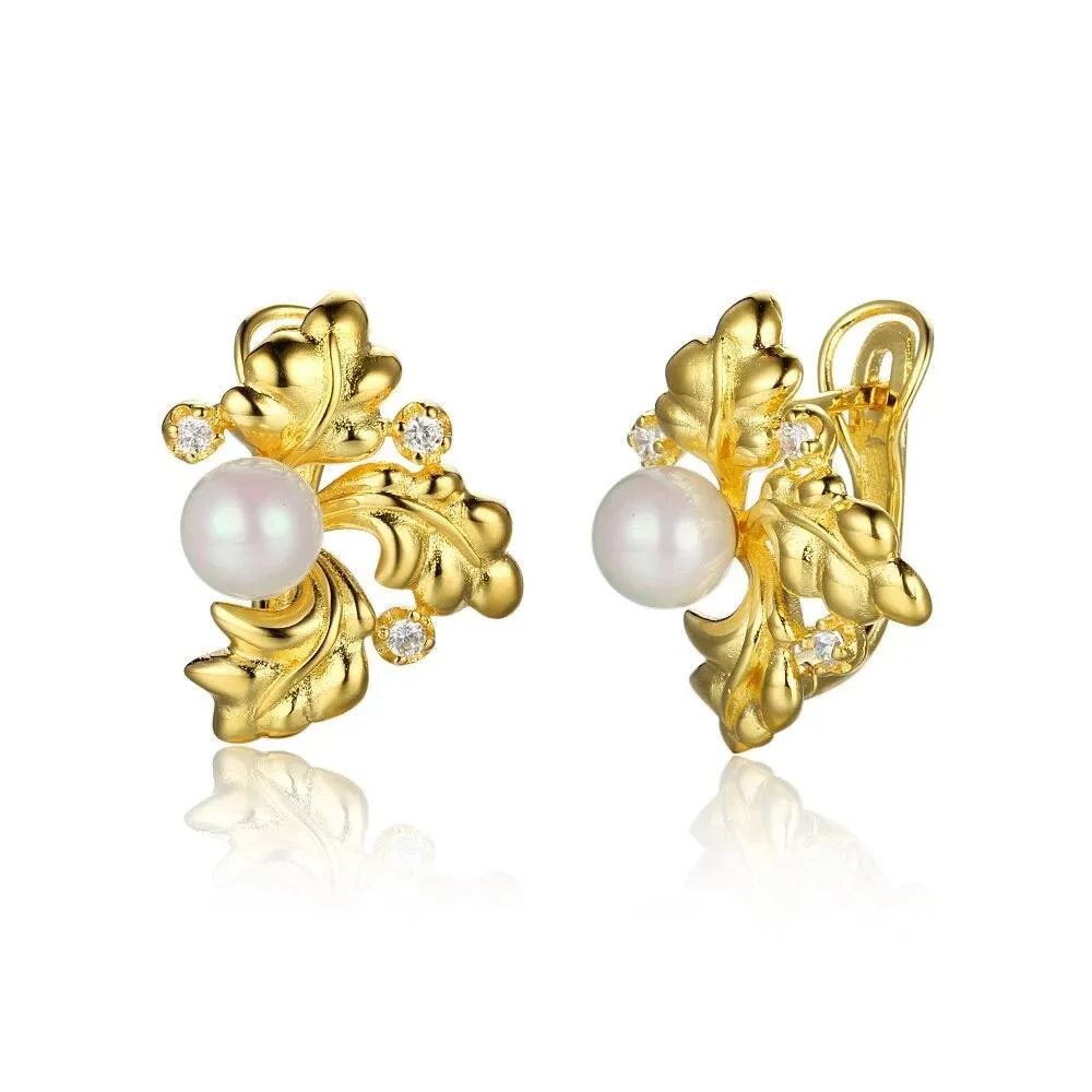 Pearl Earrings for Women- Gold Color Hoop Earrings for Women- Party Jewelry for Women