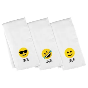 Personalized Emoji Burp Cloth - 3 Pack Cheeky Faces