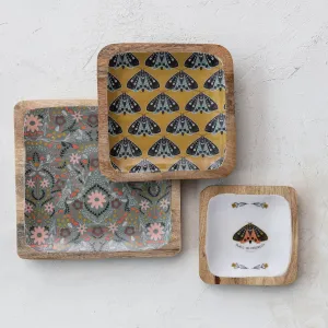 Printed Enameled Mango Wood Trays