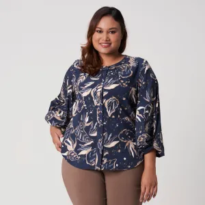 Printed Lantern Sleeve Top