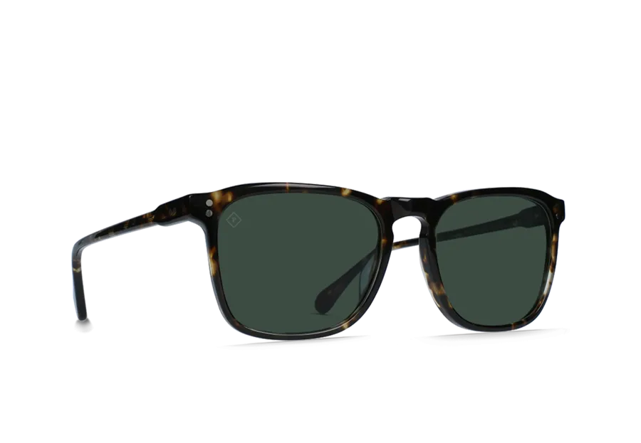 Raen Wiley Mens Square Sunglasses - Brindle Tort/Green Polarized