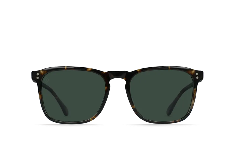 Raen Wiley Mens Square Sunglasses - Brindle Tort/Green Polarized