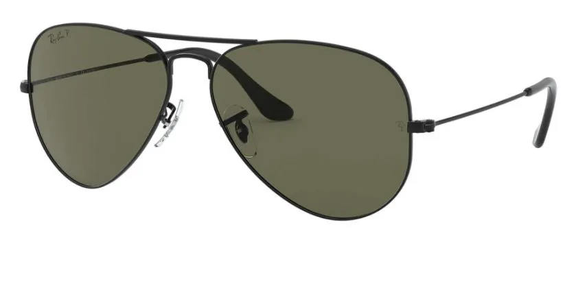 Ray-Ban Aviator Classic Polarized Sunglasses - Black/Classic Green