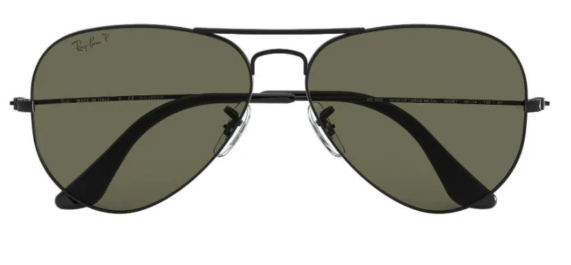 Ray-Ban Aviator Classic Polarized Sunglasses - Black/Classic Green