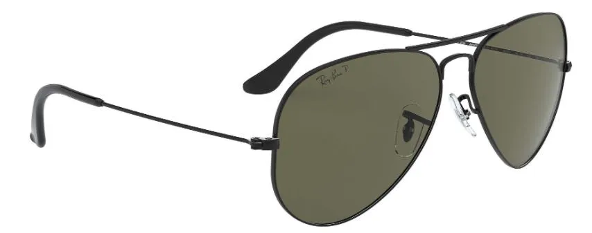 Ray-Ban Aviator Classic Polarized Sunglasses - Black/Classic Green