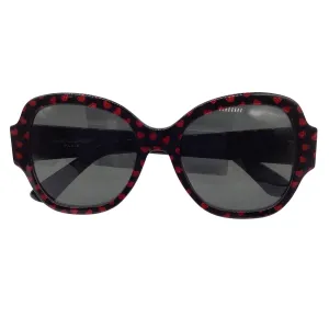 Saint Laurent Black / Red Heart Pattern Plastic Frame Sunglasses