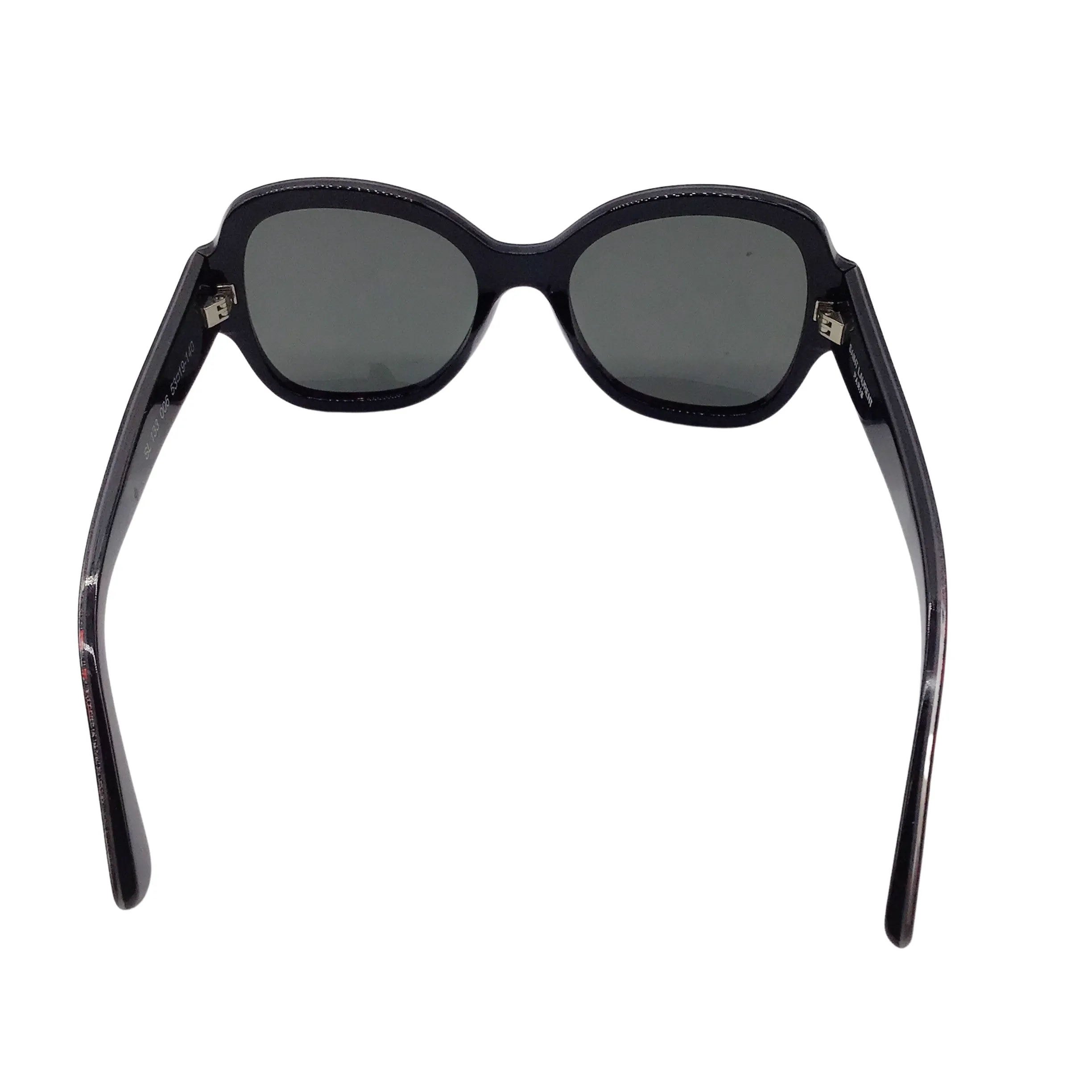 Saint Laurent Black / Red Heart Pattern Plastic Frame Sunglasses