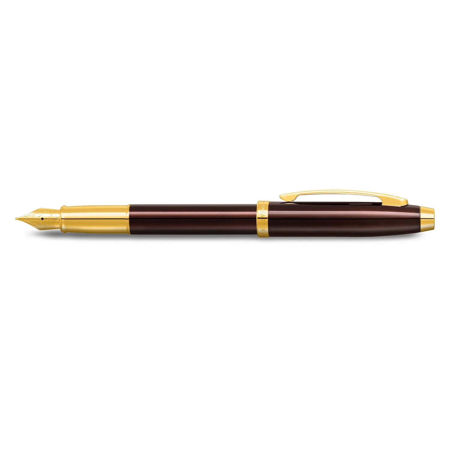 Sheaffer® 100 9370 Glossy Coffee Brown Fountain Pen With PVD Gold-Tone Trim - Medium