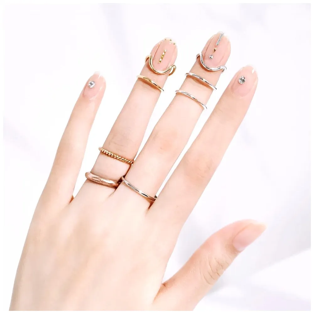 Sleek Line Gothic Metal Thin Nail Rings