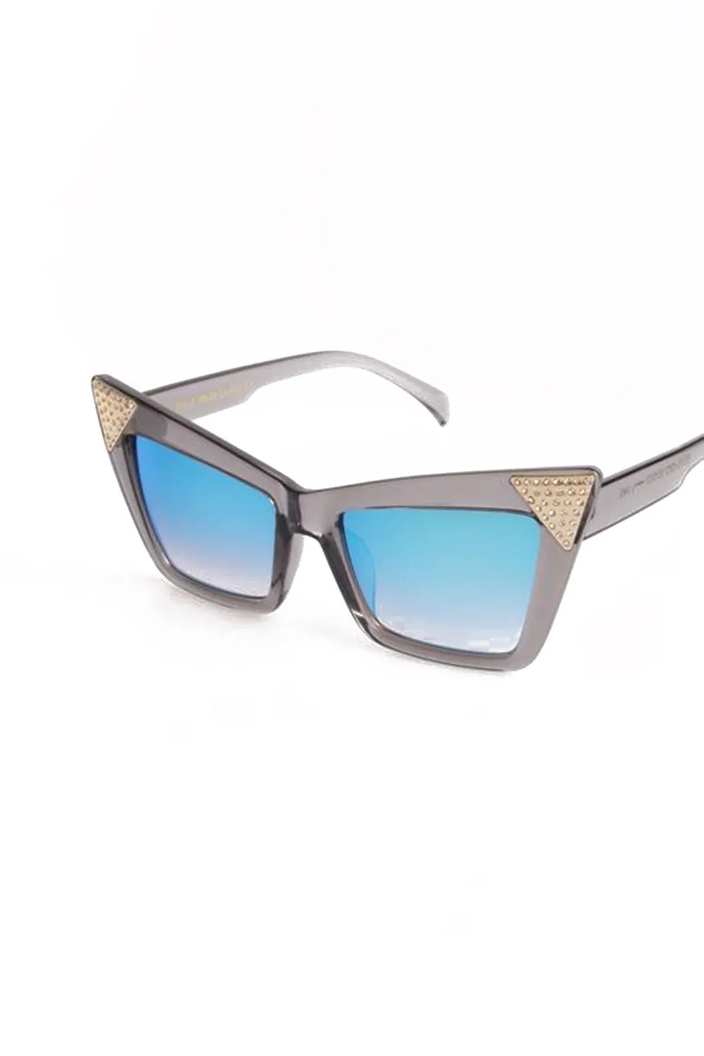 Square Cat Eye Metal Diamante Detail Sunglasses