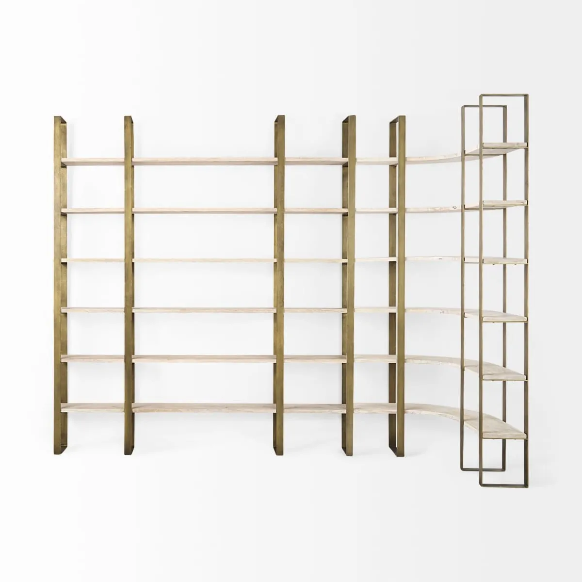 Taunton Shelving Unit Light Brown Wood | Gold Metal