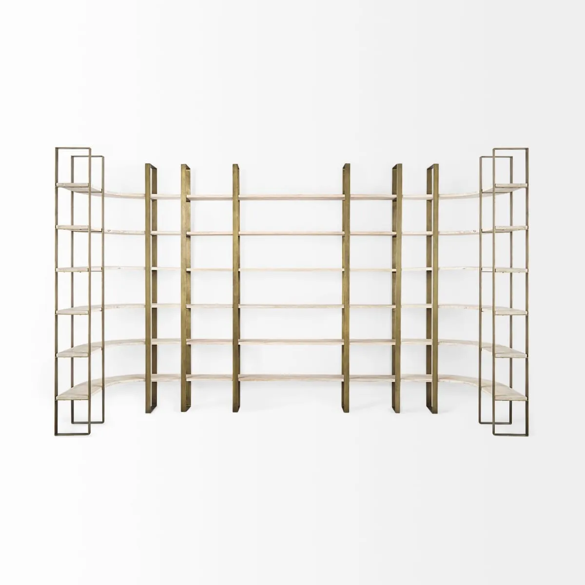 Taunton Shelving Unit Light Brown Wood | Gold Metal