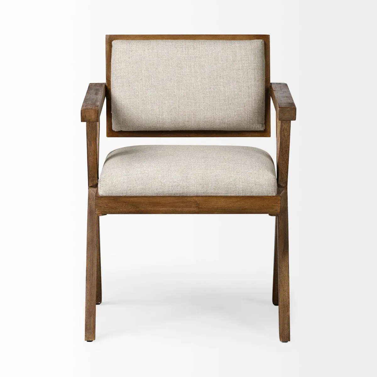 Topanga Dining Chair Cream | Medium Brown Wood