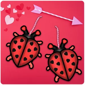 Valentine's Day Large Hanging Love Bug Ornament Set of 2