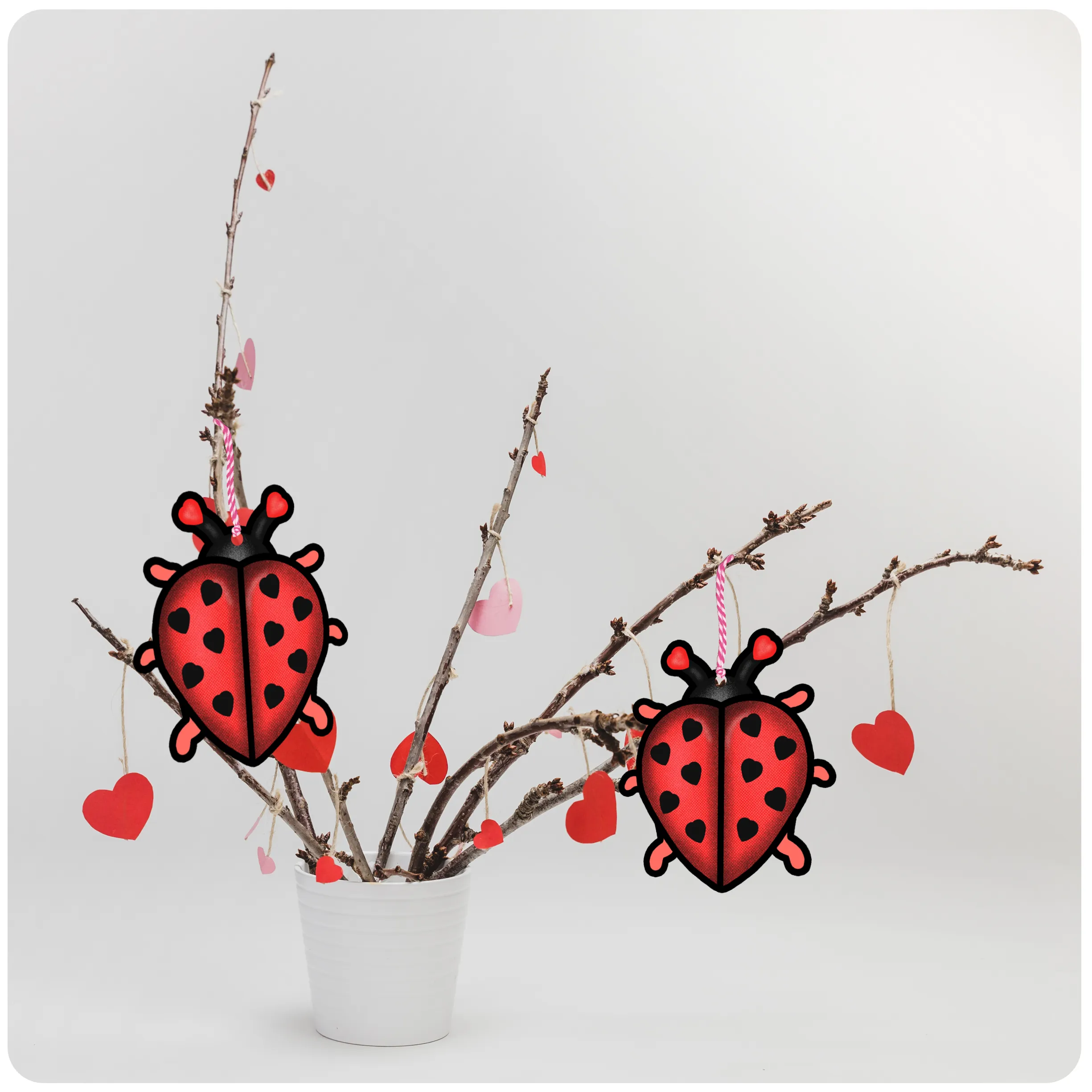 Valentine's Day Large Hanging Love Bug Ornament Set of 2