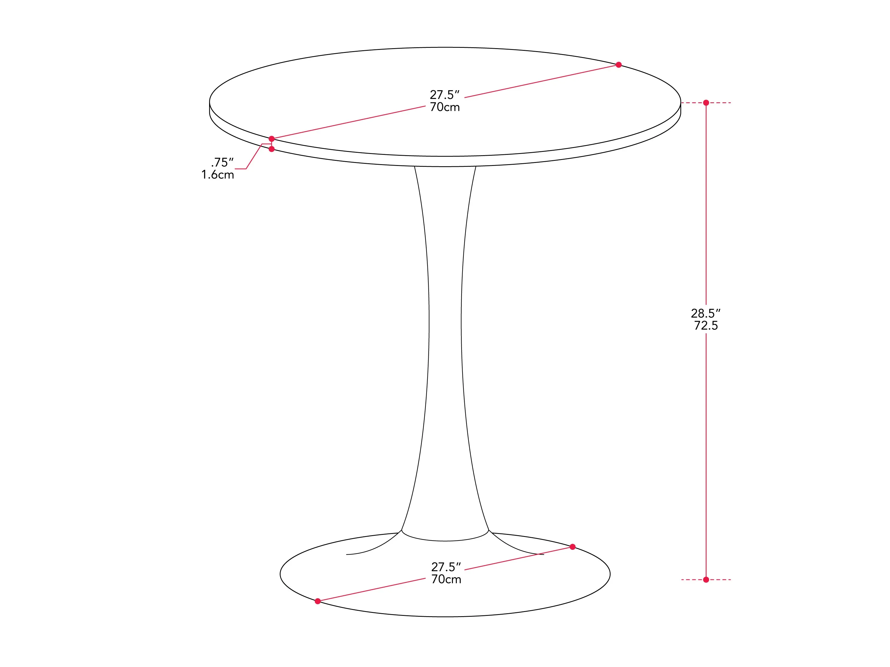 White Marble Round Bistro Table 28"